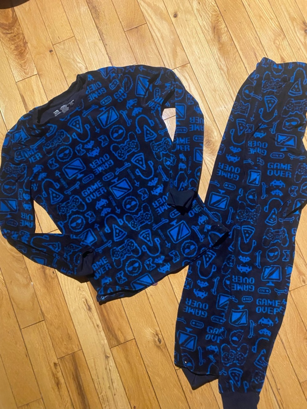 George Blue and Black Video Game Print Kids Pajama Set